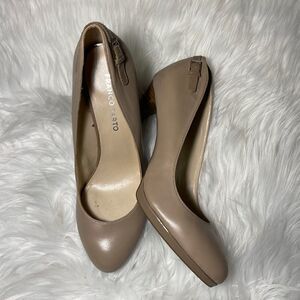 Tan Franco Sarto Leather platform heels